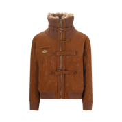 Dark Brown Belted Burnished Suede Shearling Coat