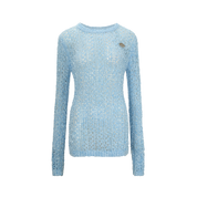 Blue Mesh Logo Patch Fishnet Top