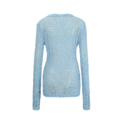 Blue Mesh Logo Patch Fishnet Top