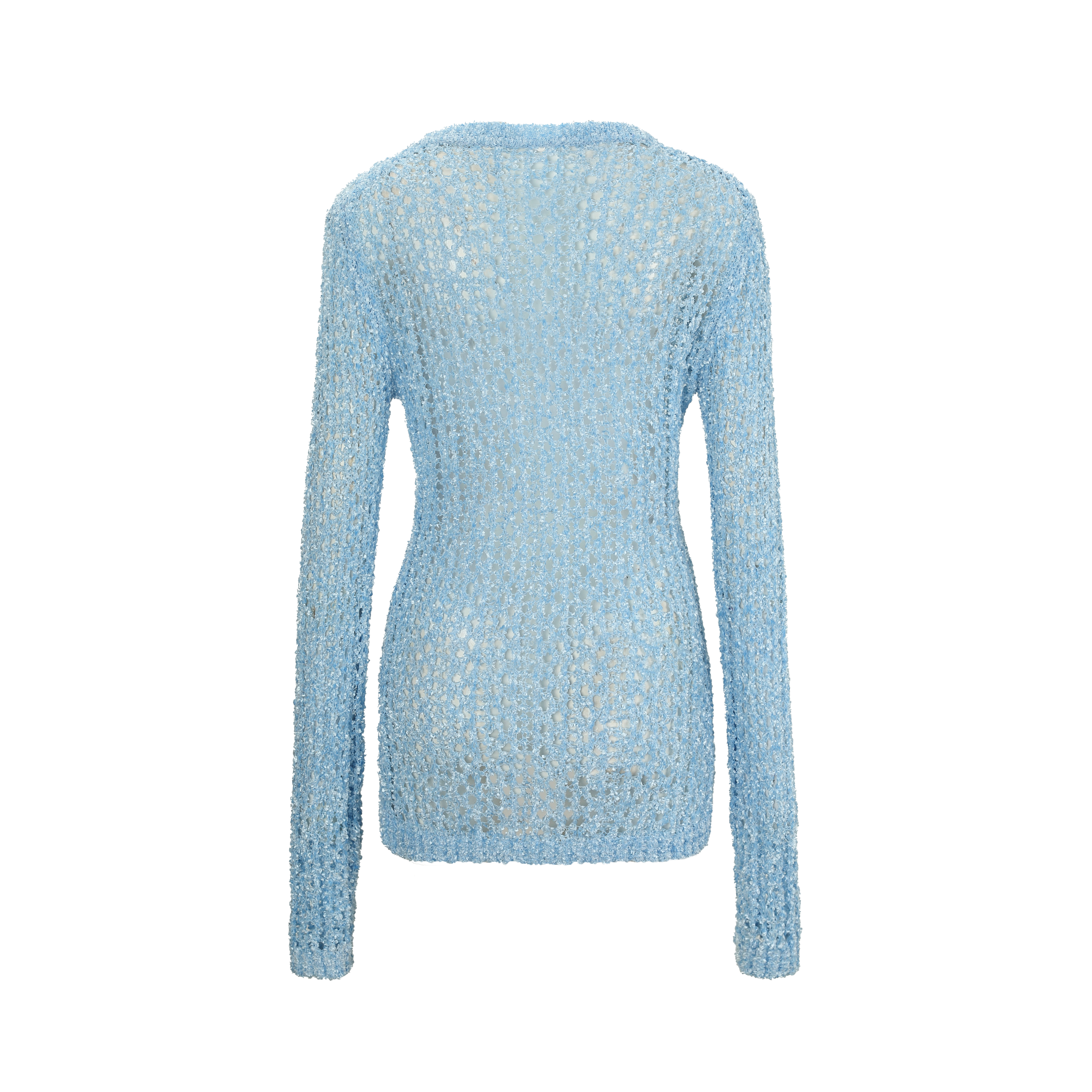 Blue Mesh Logo Patch Fishnet Top