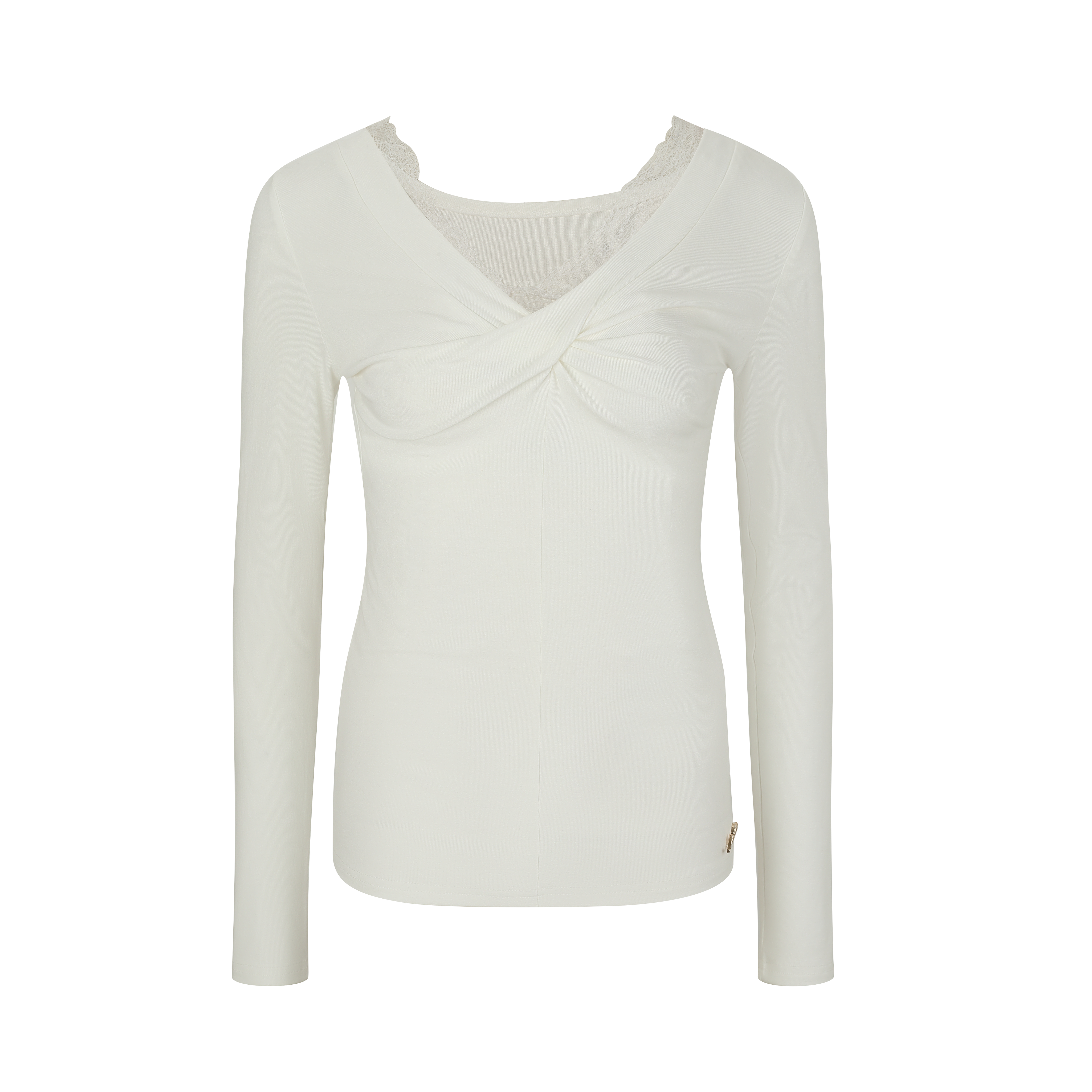 White Lace-Trim Knit Top