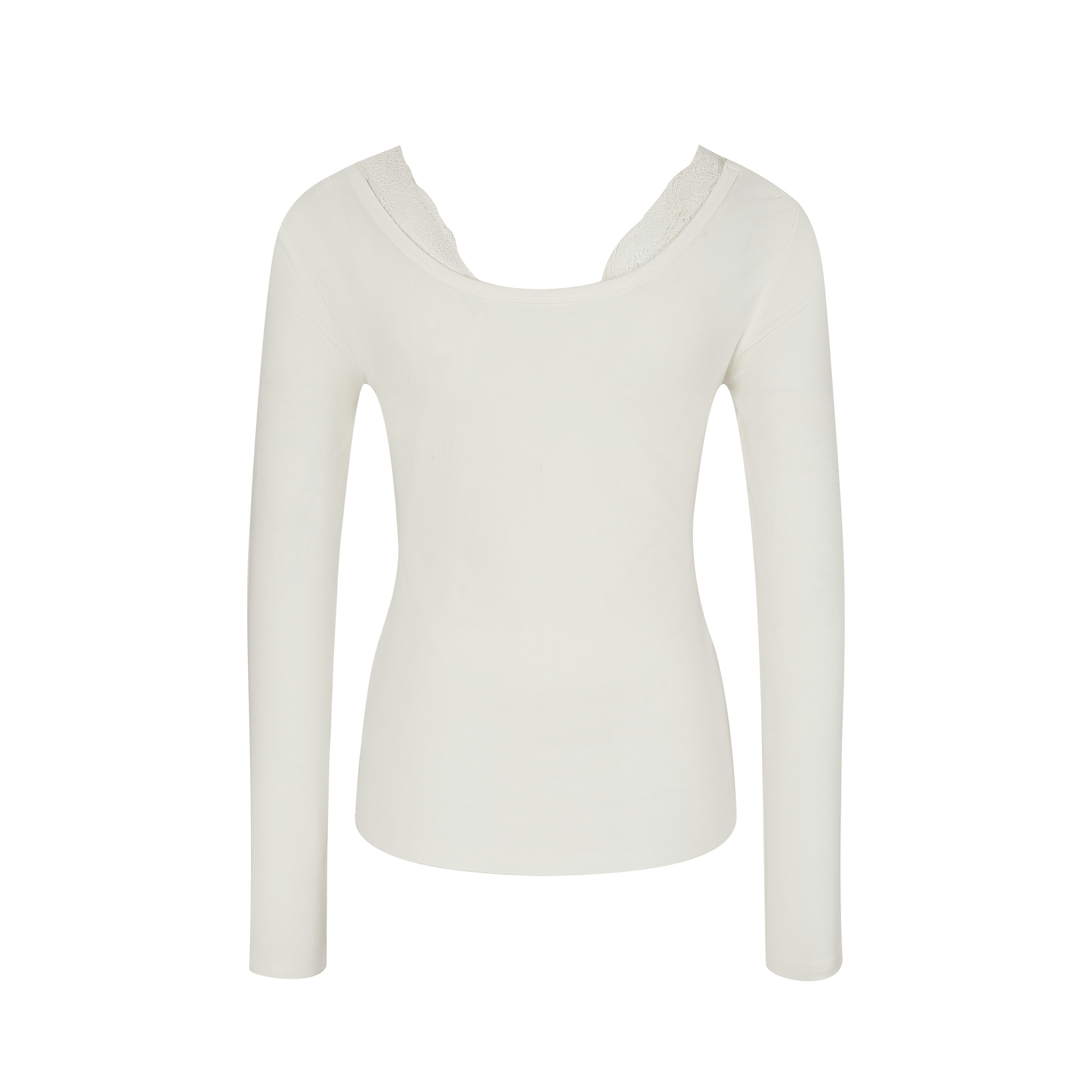 White Lace-Trim Knit Top