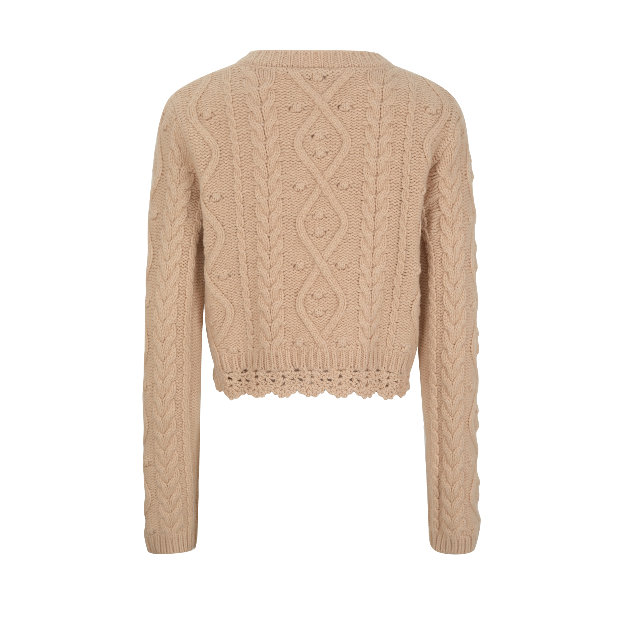 Smoke Pink Wool Knit Cardigan with Bow Trim