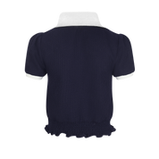 Navy Lace Polo Top