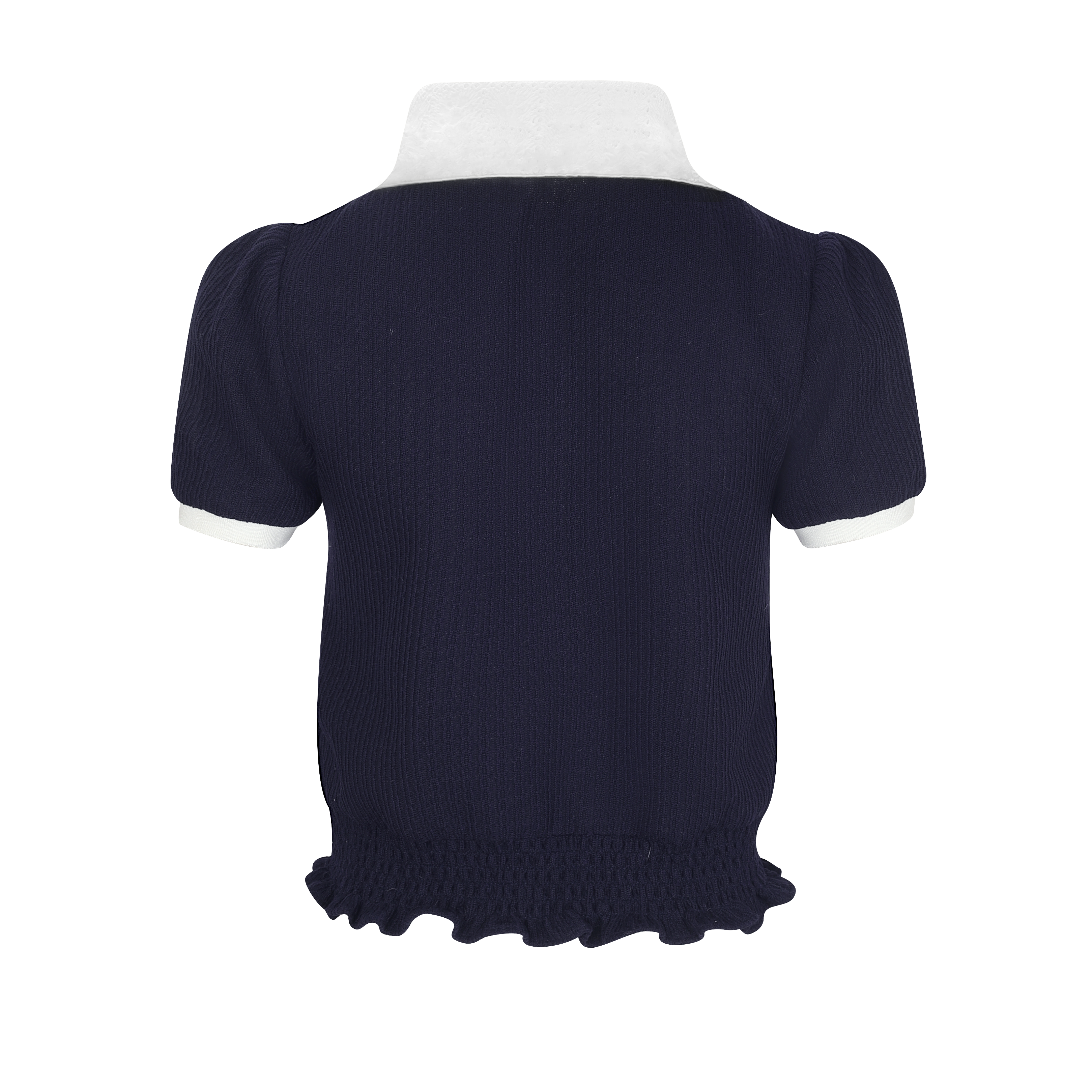 Navy Lace Polo Top