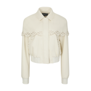 Ivory Cutout Embroidered Cape Jacket