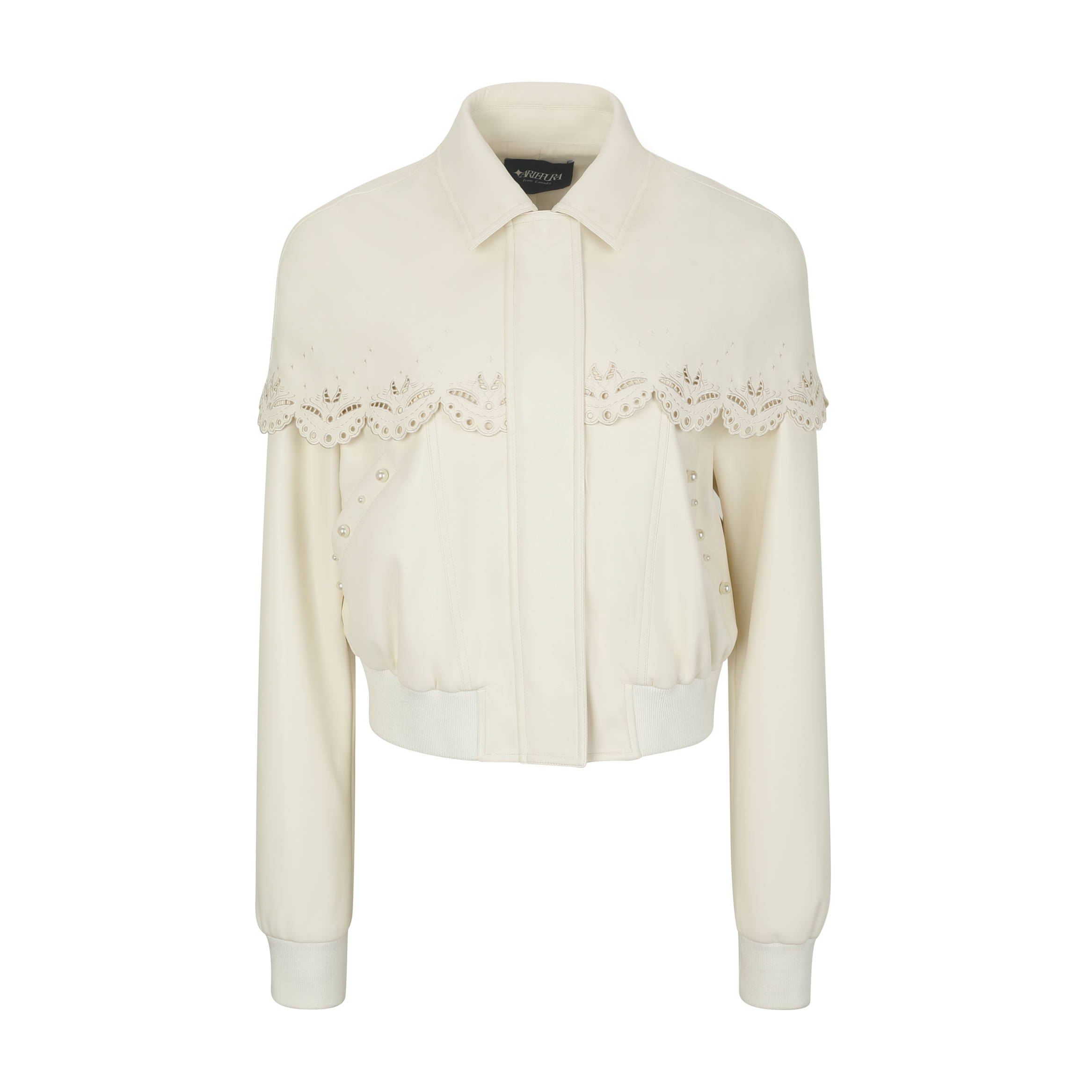 Ivory Cutout Embroidered Cape Jacket