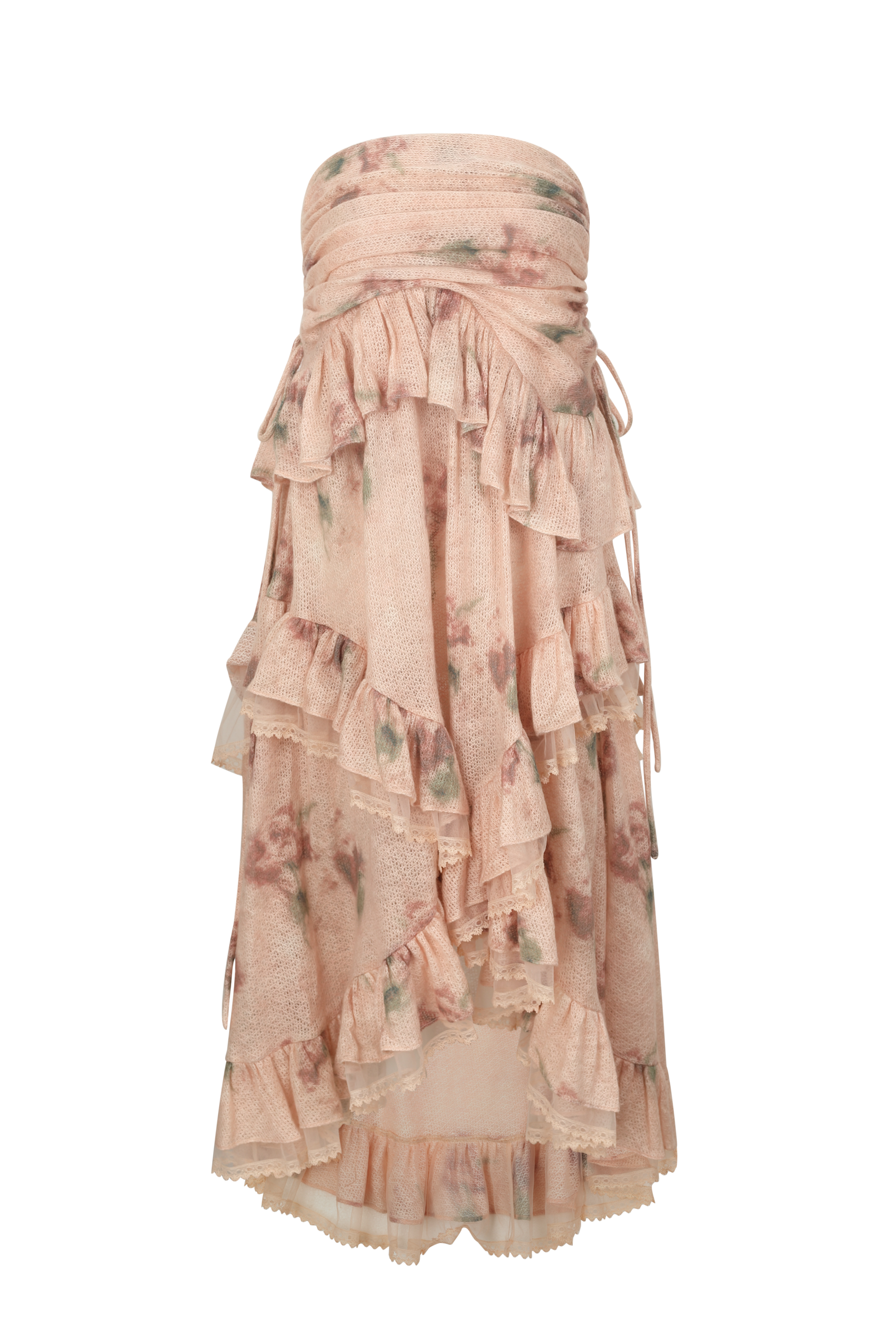 Coral Pink Multiway Dress with Dried Rose and Lace Trim