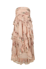 Coral Pink Multiway Dress with Dried Rose and Lace Trim