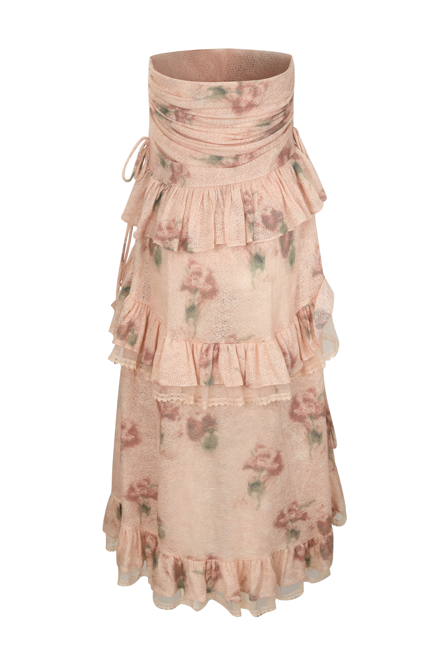 Coral Pink Multiway Dress with Dried Rose and Lace Trim