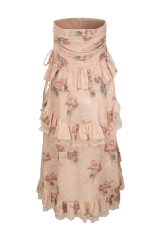 Coral Pink Multiway Dress with Dried Rose and Lace Trim