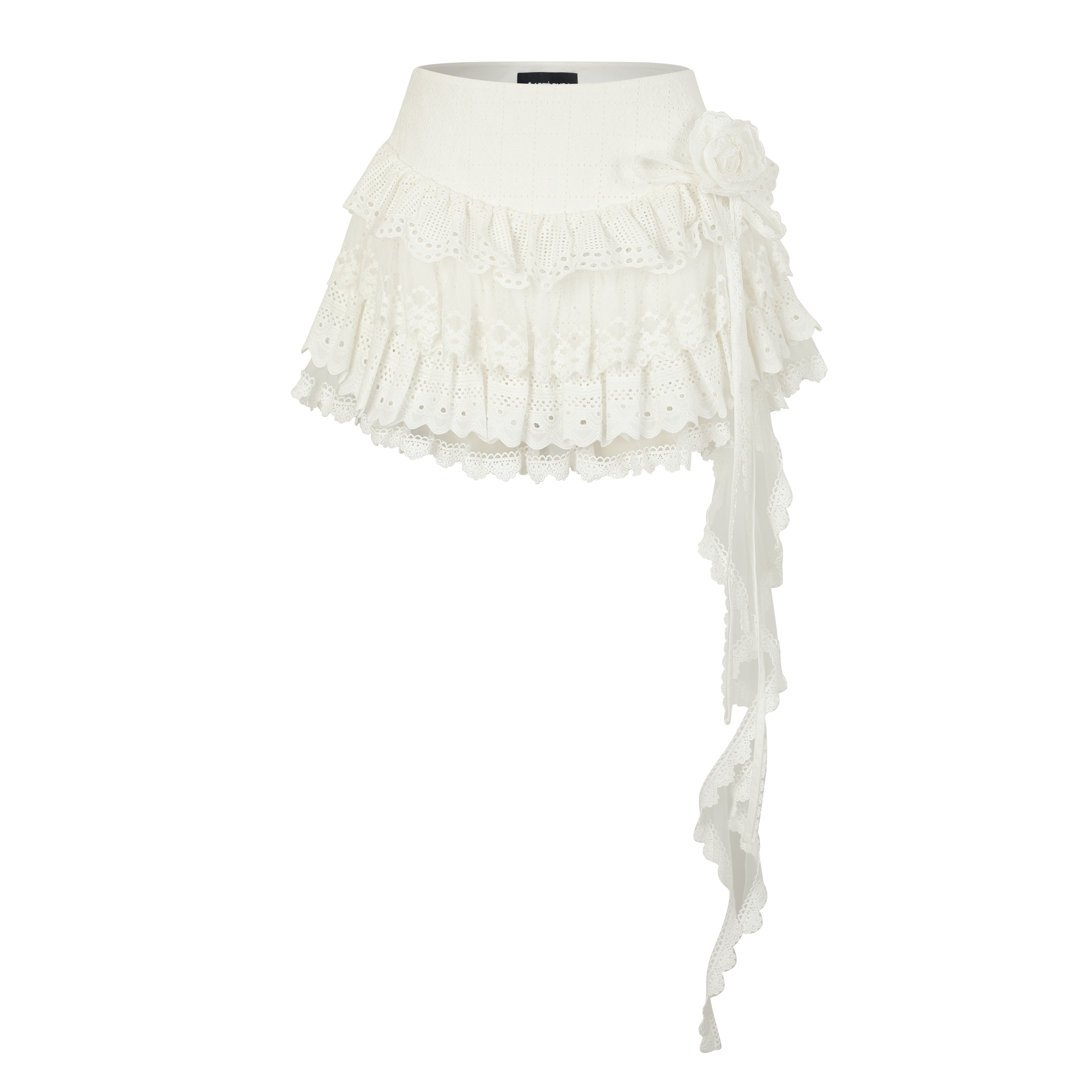 White Tiered Lace Ribbon Skirt