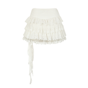 White Tiered Lace Ribbon Skirt