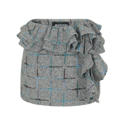 Gray Plaid Bubble-Waist Skirt