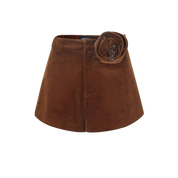 Brown Flowers Corduroy Shorts