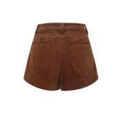 Brown Flowers Corduroy Shorts