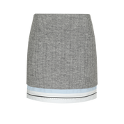 Gray Cable-Knit Panel Skirt with Faux Pockets