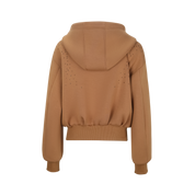 Brown Rhinestone Fleece-Brooch Sweatshirt