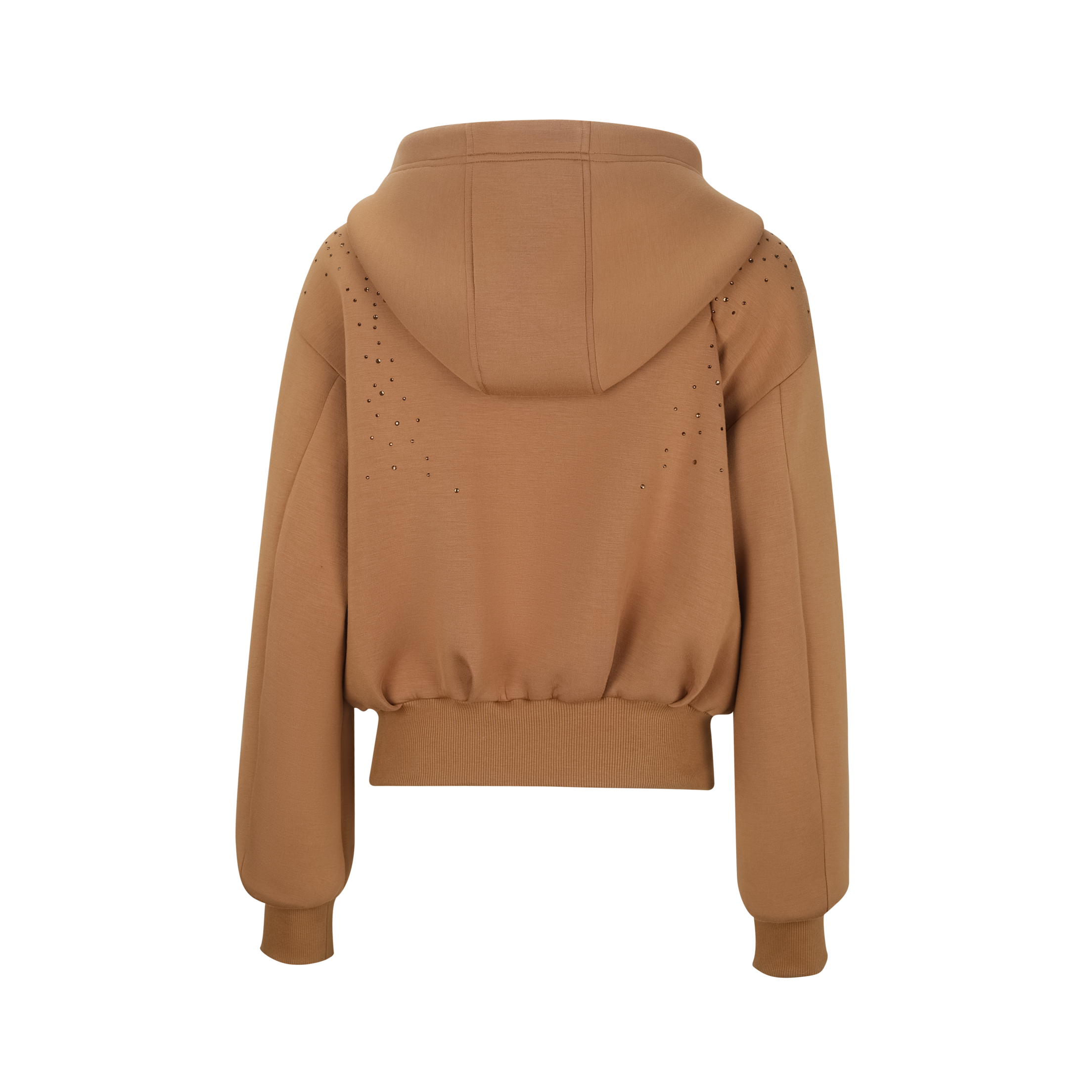 Brown Rhinestone Fleece-Brooch Sweatshirt