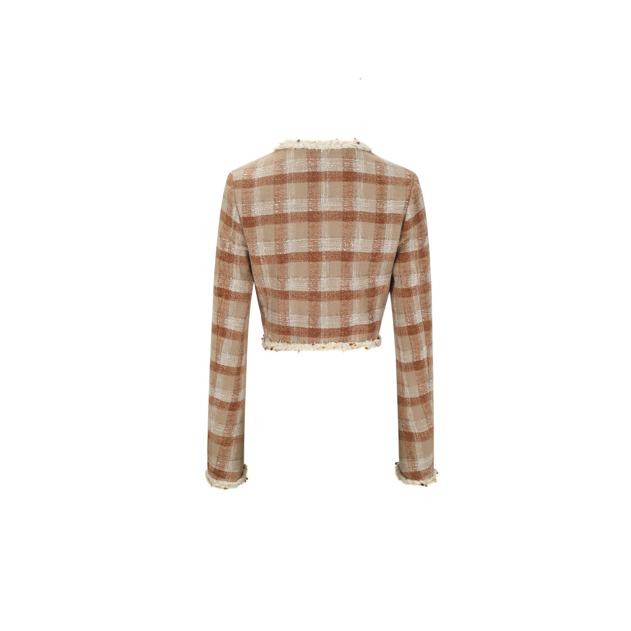 Brown Plush Plaid Short Jacket