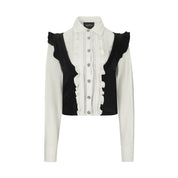 Black Contrast Lace Knit Shirt