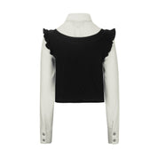 Black Contrast Lace Knit Shirt