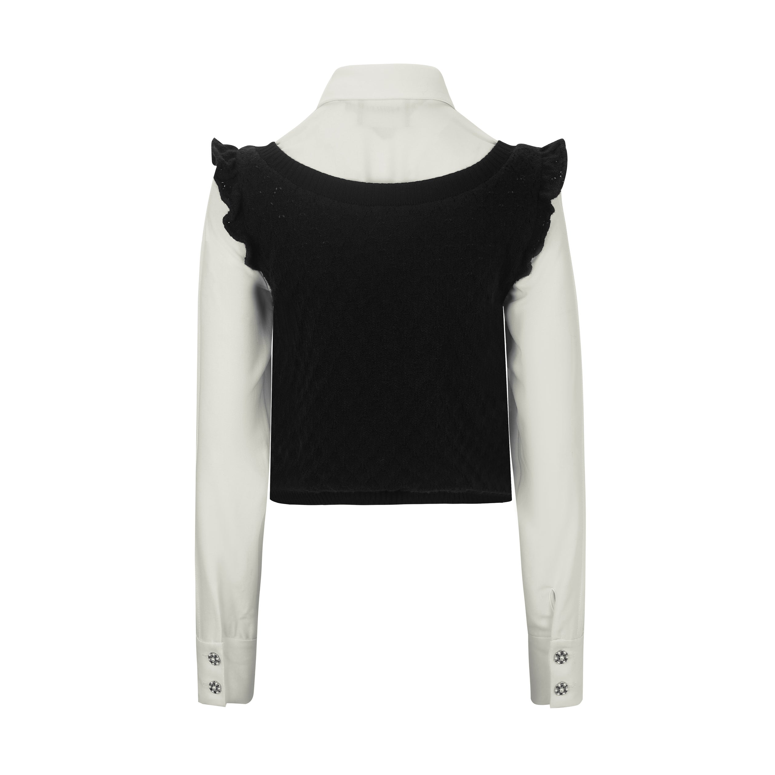 Black Contrast Lace Knit Shirt