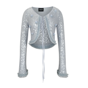 Light Blue Beaded Sequin Fishnet Top