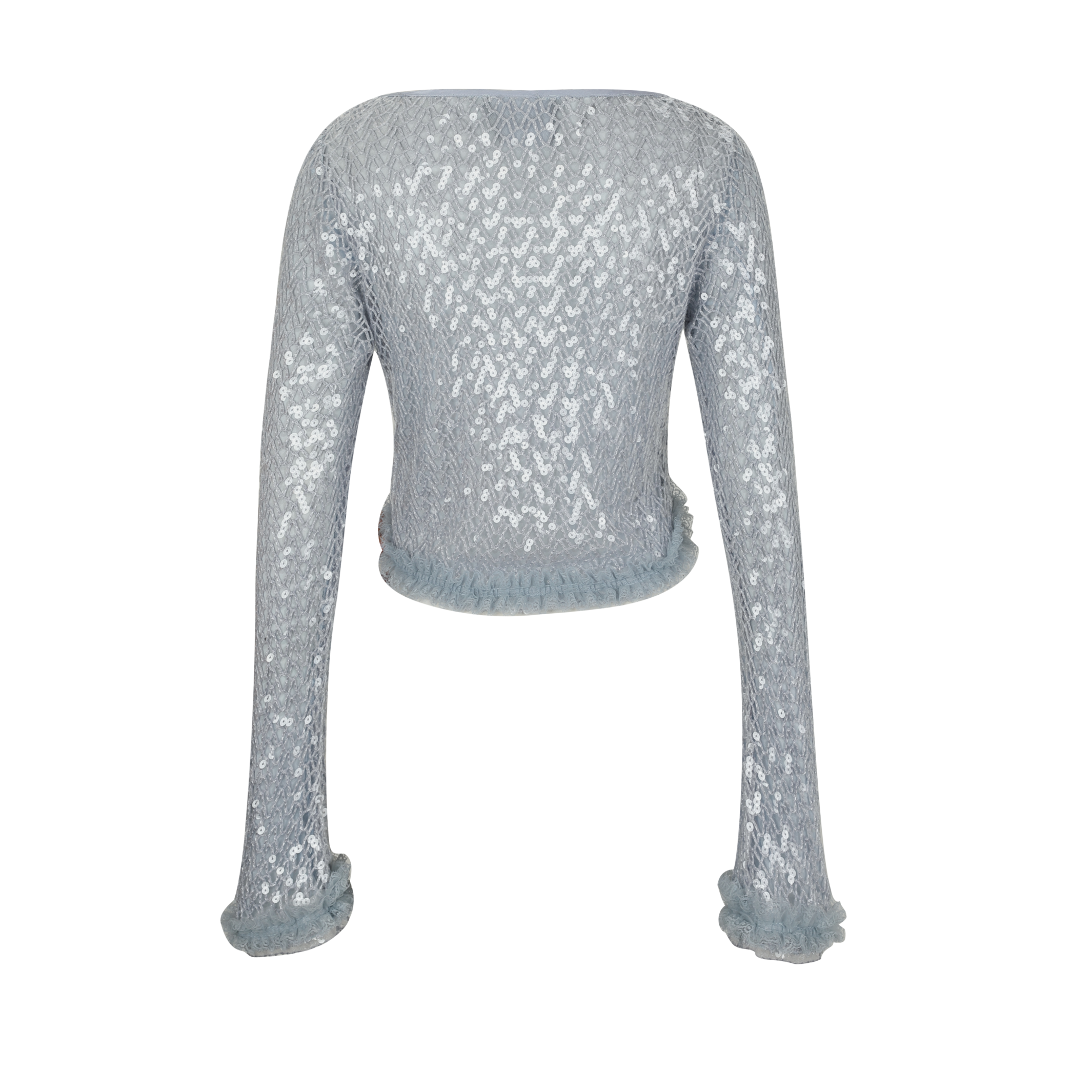 Light Blue Beaded Sequin Fishnet Top