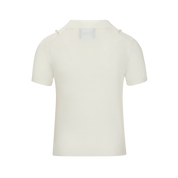 Ivory Pearl-Trim Collar Top