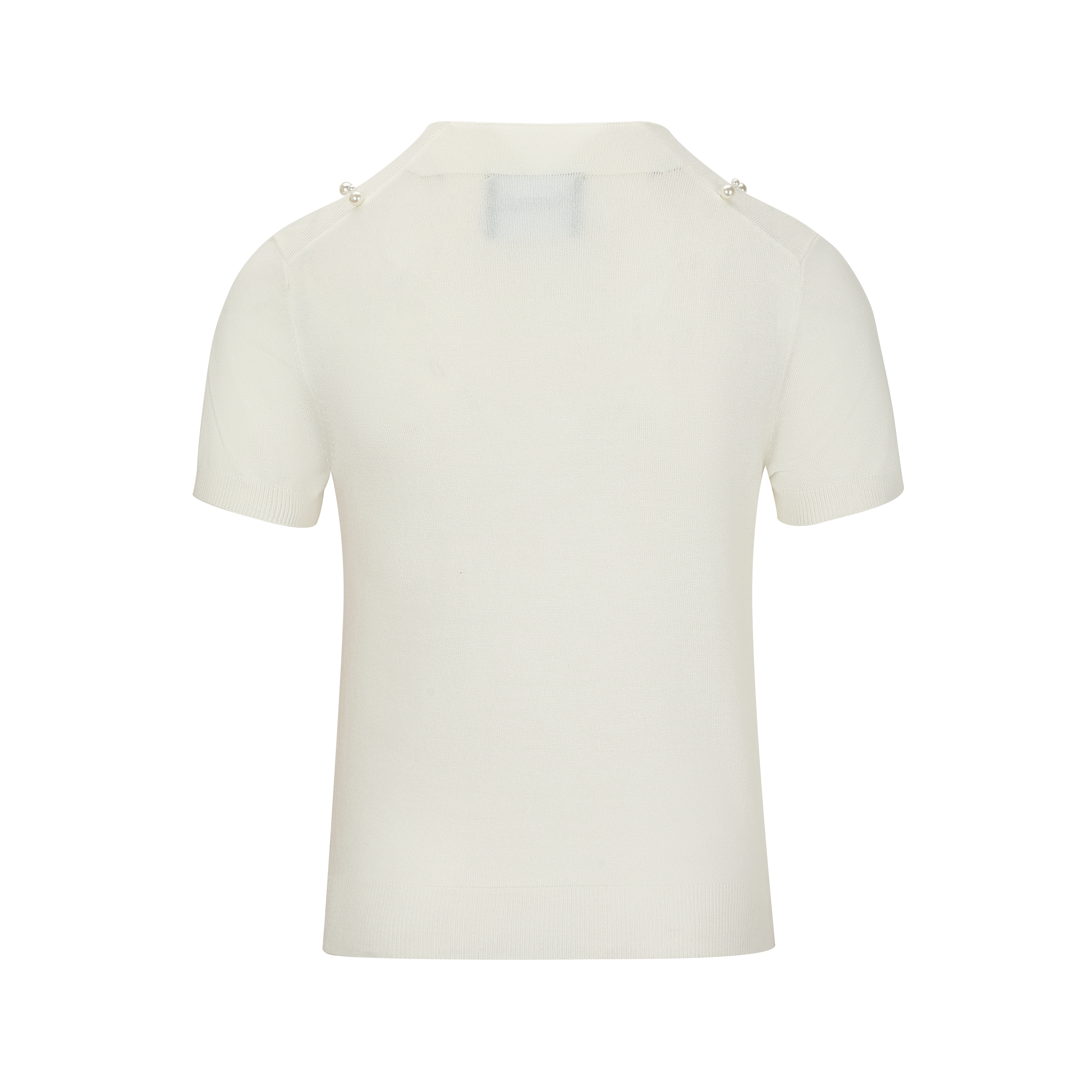 Ivory Pearl-Trim Collar Top