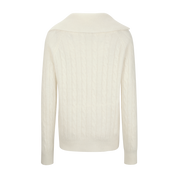 White Cable-Knit Badge Sweater