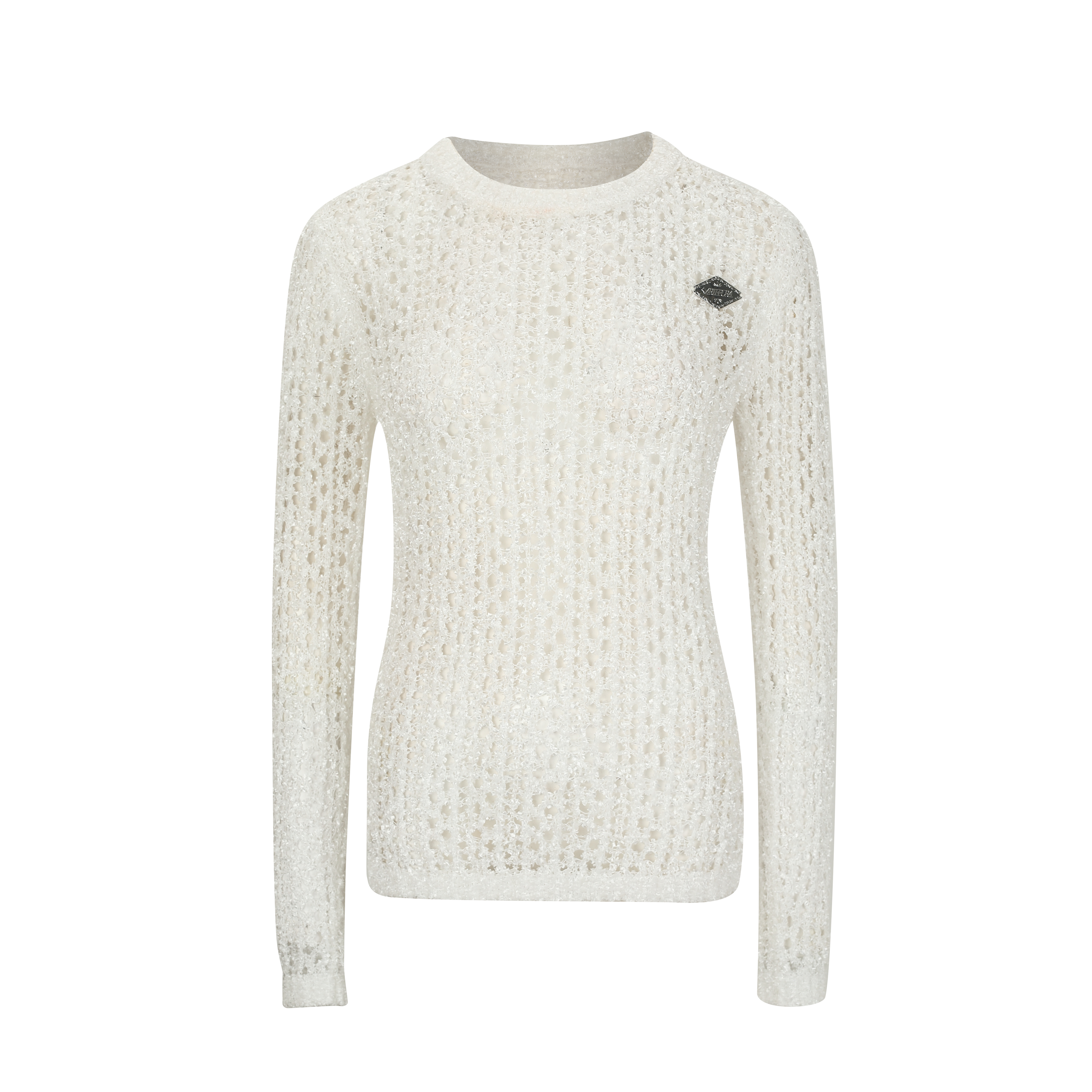 White Mesh Logo Patch Fishnet Top