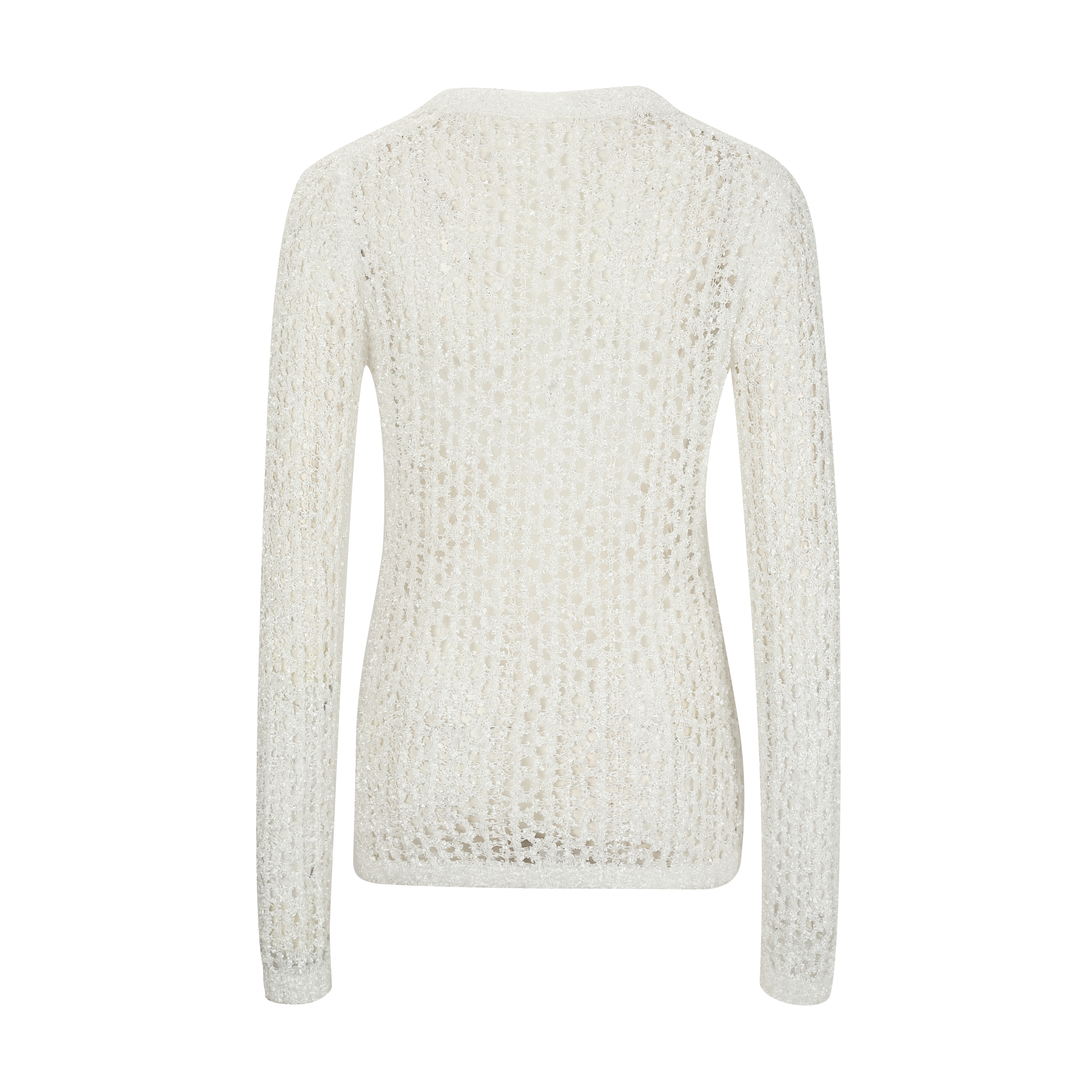 White Mesh Logo Patch Fishnet Top