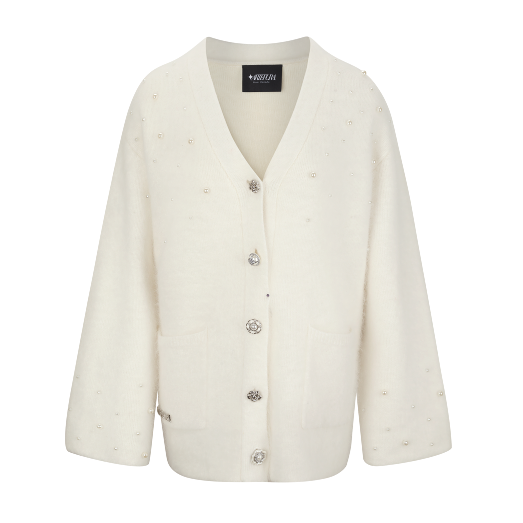 White cardigan on a white background