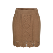 Light Brown Knit Twisted Crochet Mini Skirt