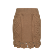 Light Brown Knit Twisted Crochet Mini Skirt