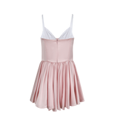 White Sequin Panel Pink Corset Puff Dress