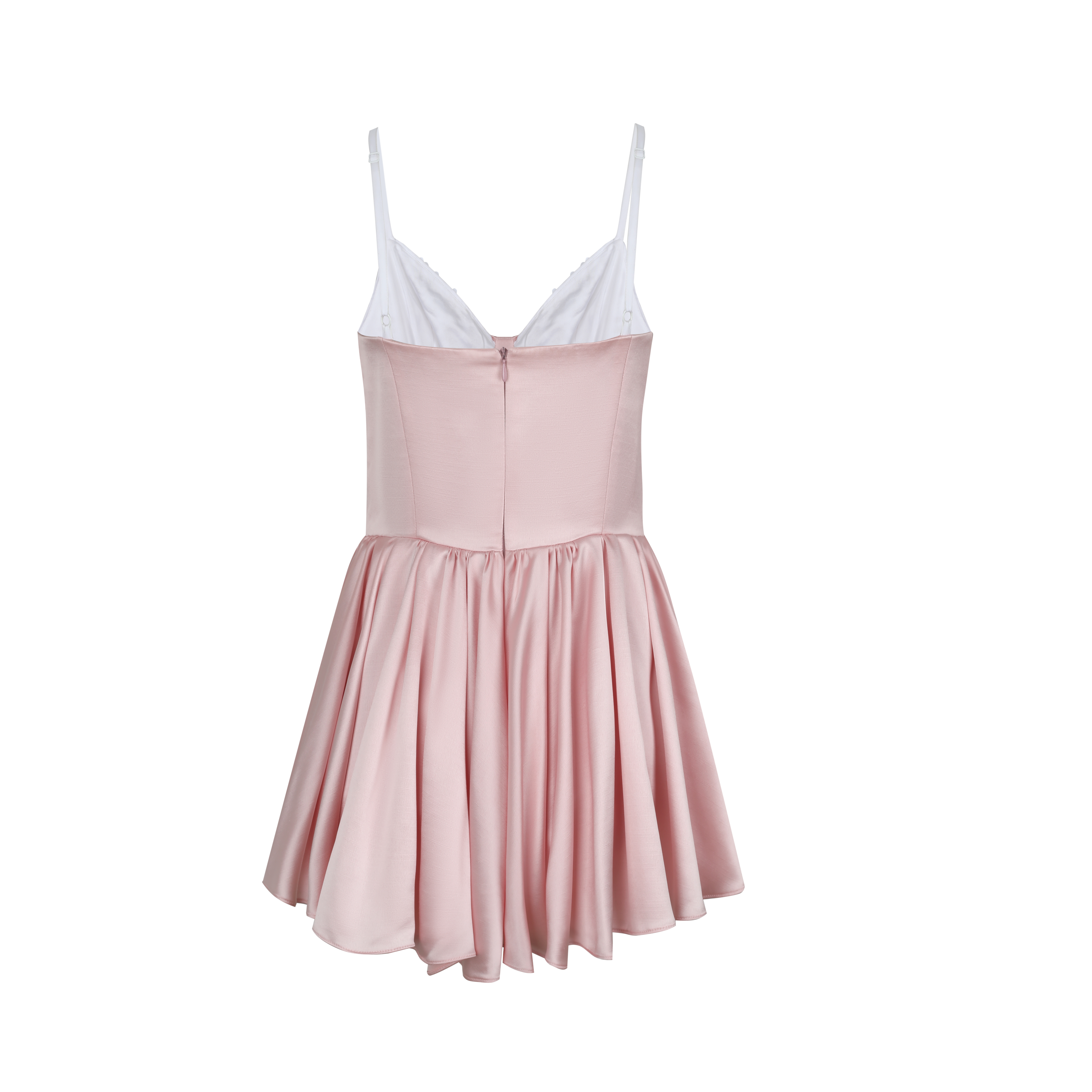 White Sequin Panel Pink Corset Puff Dress