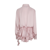 Pink Shirt Dress with Rose Bud Hem