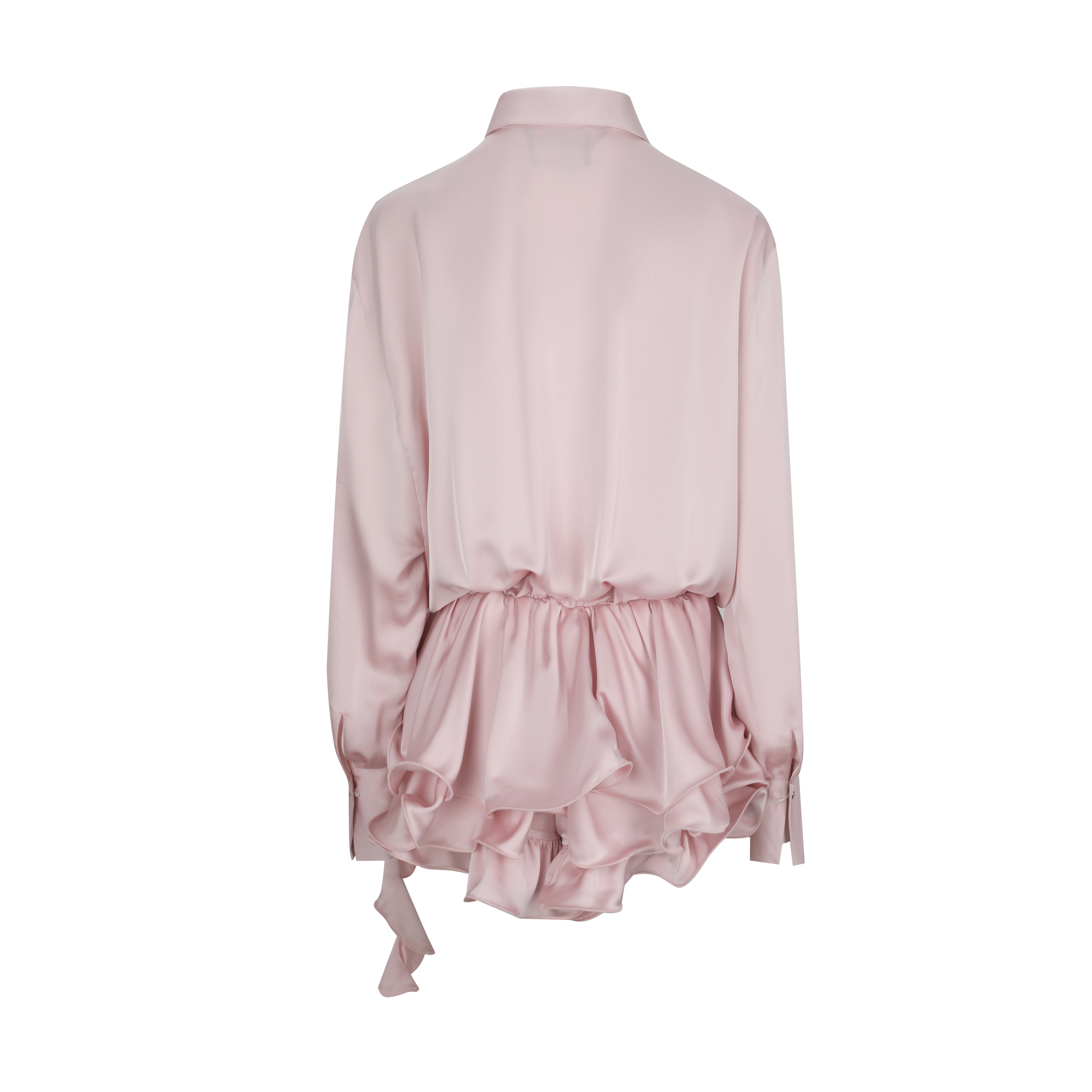 Pink Shirt Dress with Rose Bud Hem