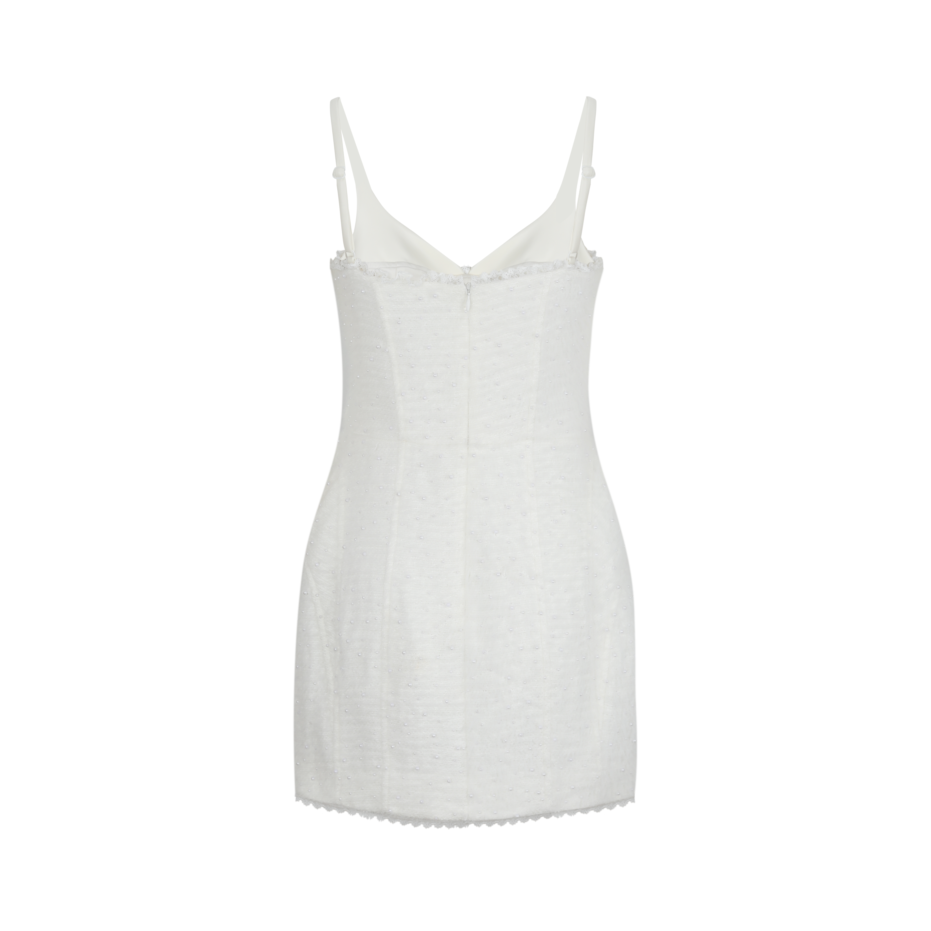 White Pearl-Embellished Dress