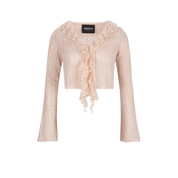 Peach Pink Shimmer Lace Cardigan