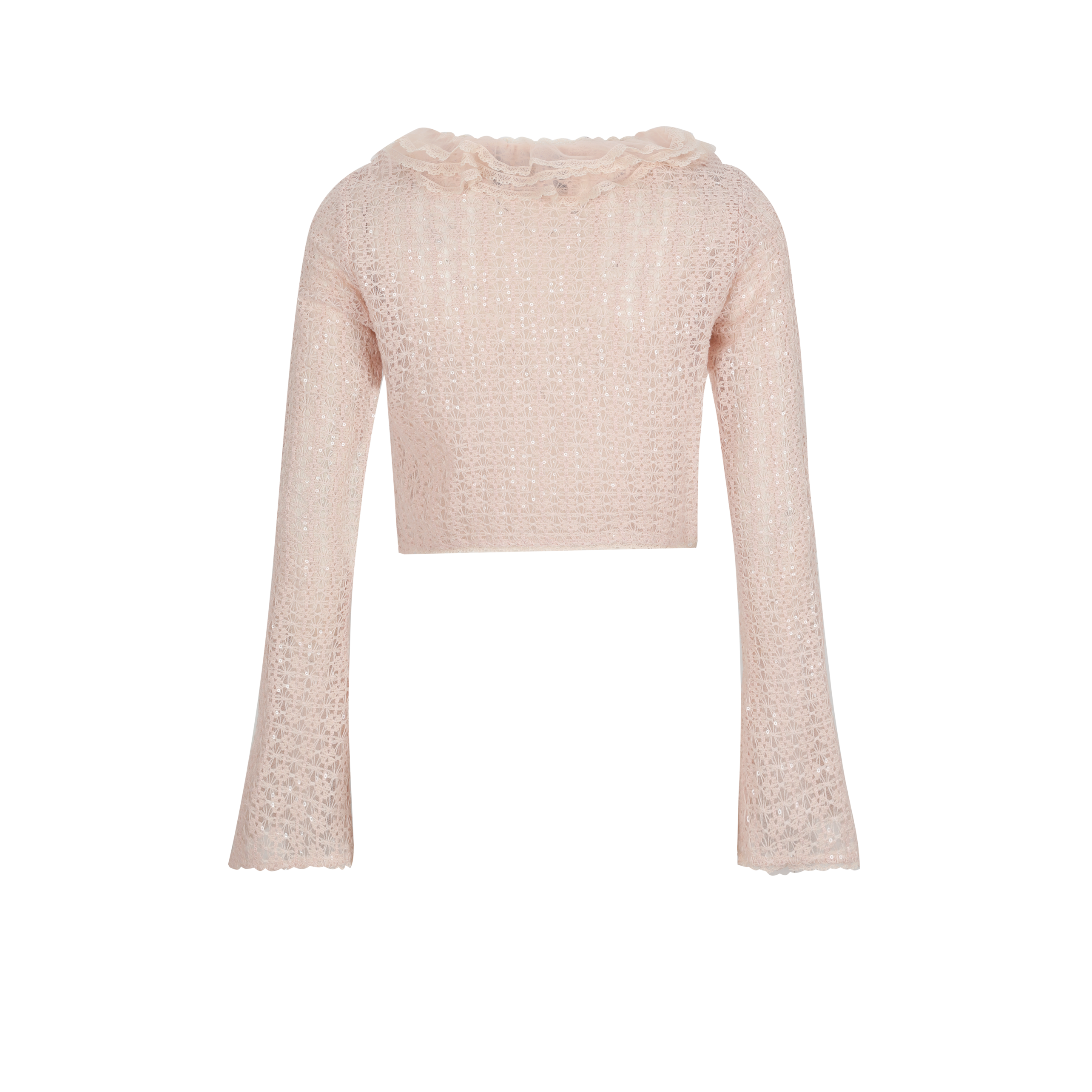 Peach Pink Shimmer Lace Cardigan