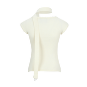 Ivory Ribbon-Trim Lace Crop Top