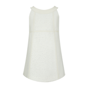 White Textured Floral Pearl Detail Slip Dress