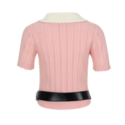 Pink Colorblock Knit Short-Sleeve Top