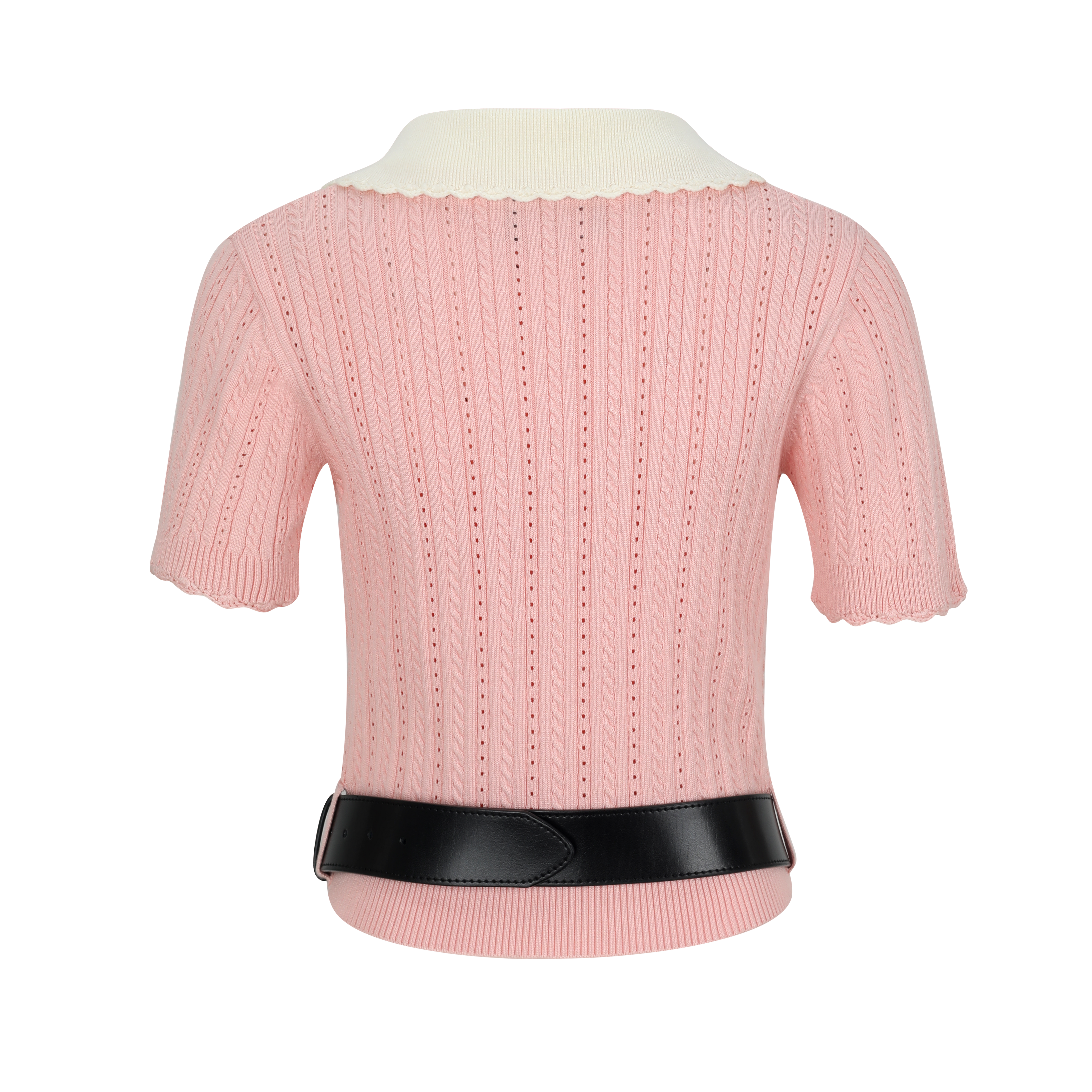 Pink Colorblock Knit Short-Sleeve Top