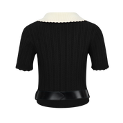 Black Colorblock Knit Short-Sleeve Top