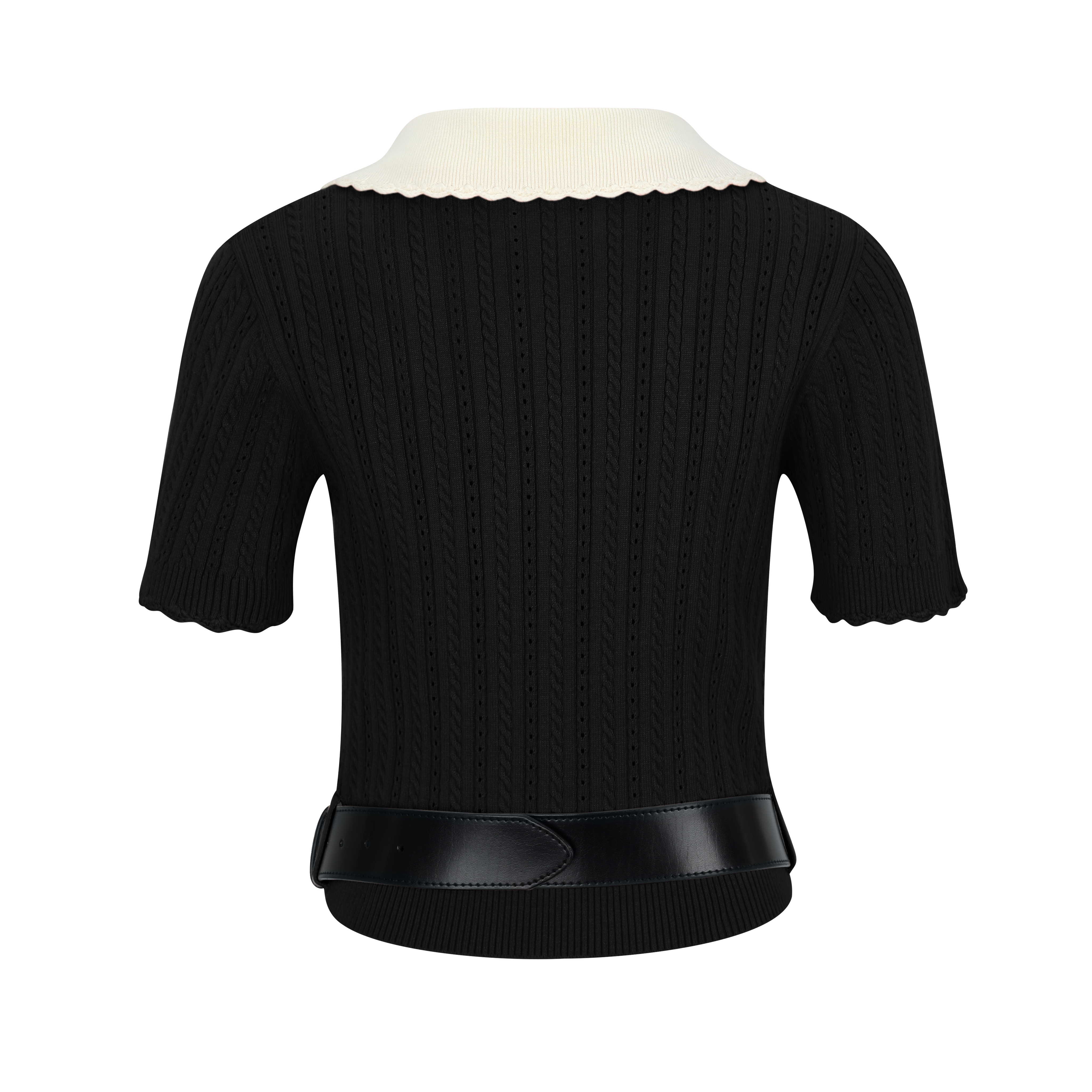 Black Colorblock Knit Short-Sleeve Top